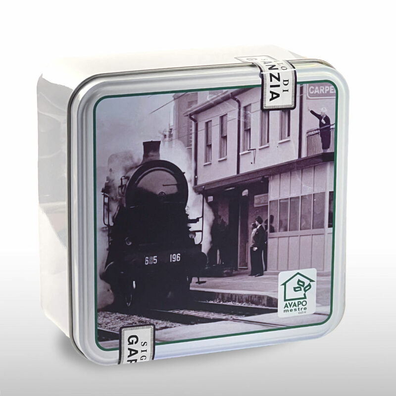 BISCOTTI VENEZIANI IN SCATOLA DI LATTA CON TRENO A VAPORE