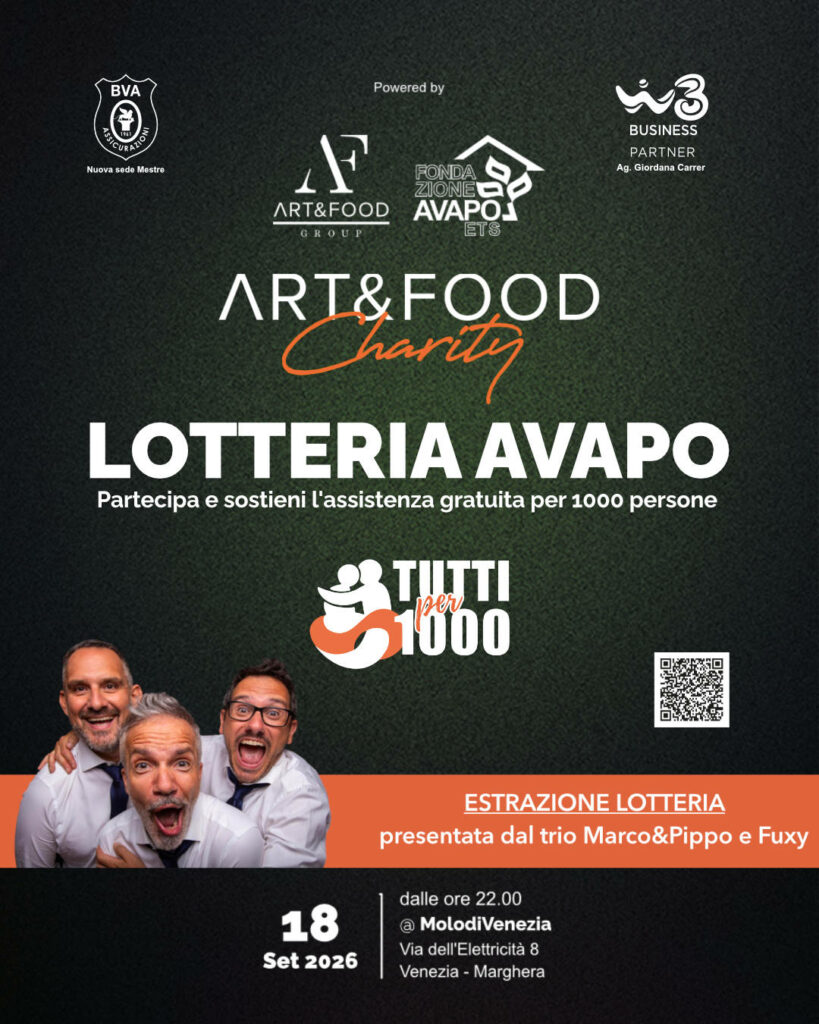 Banner promozione Art ana Food Charity - Lotteria Avapo 2026